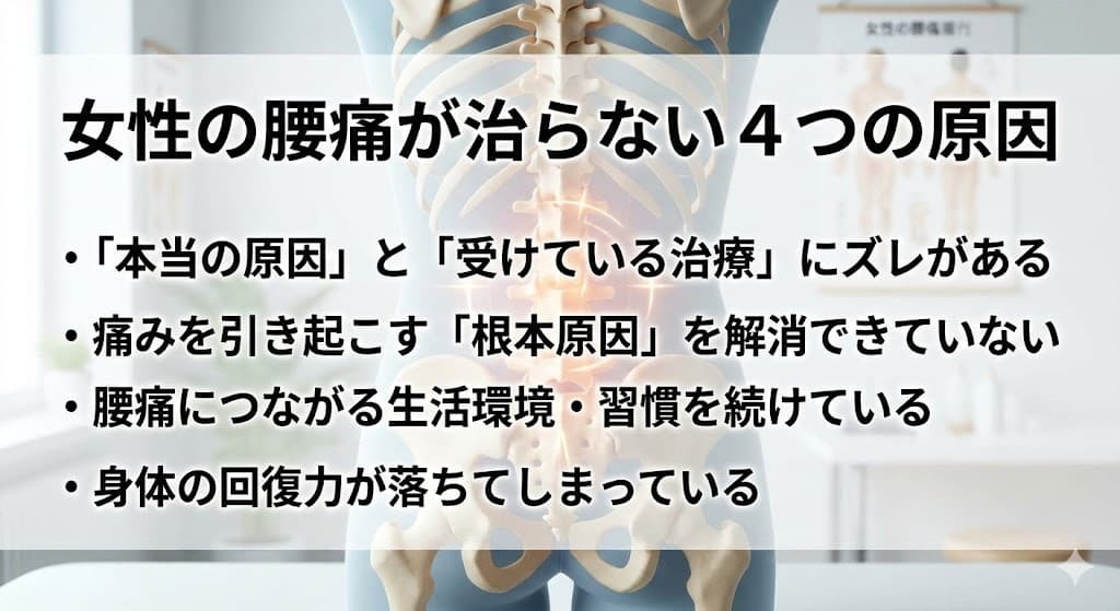 女性の腰痛が治らない原因